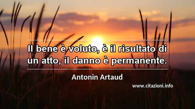 “Il bene è voluto, è il risultato di un atto, il danno è permanente.”