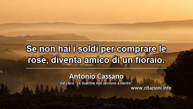 “Se non hai i soldi per comprare le rose, diventa amico di un fioraio.”