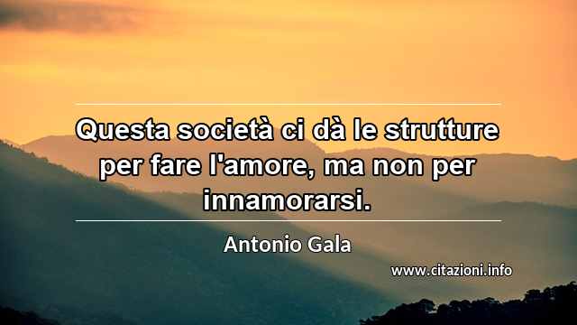 “Questa società ci dà le strutture per fare l'amore, ma non per innamorarsi.”