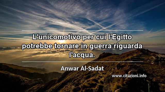 “L'unicomotivo per cui l'Egitto potrebbe tornare in guerra riguarda l'acqua.”