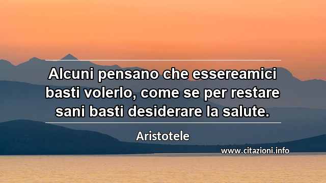 “Alcuni pensano che essereamici basti volerlo, come se per restare sani basti desiderare la salute.”