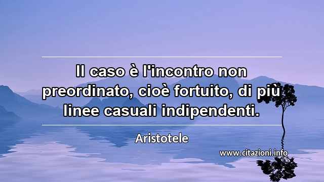 “Il caso è l'incontro non preordinato, cioè fortuito, di più linee casuali indipendenti.”