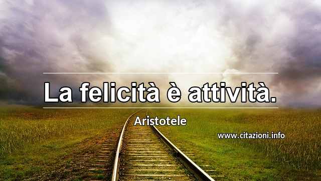 “La felicità è attività.”