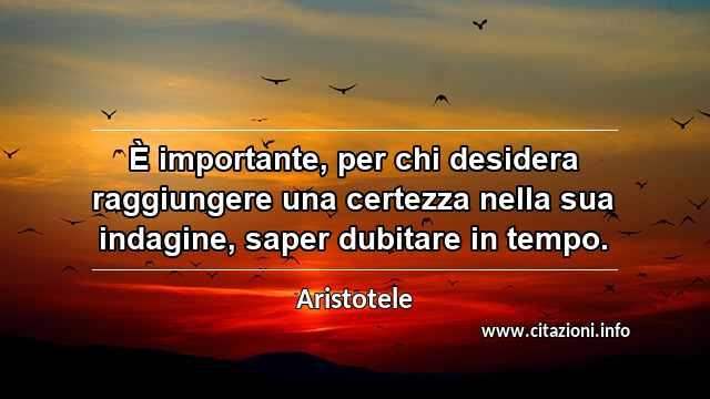 “È importante, per chi desidera raggiungere una certezza nella sua indagine, saper dubitare in tempo.”