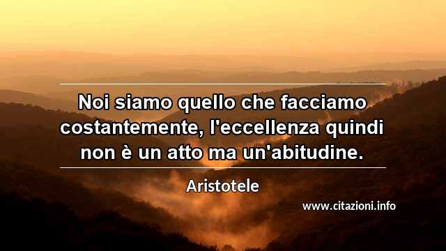 “Noi siamo quello che facciamo costantemente, l'eccellenza quindi non è un atto ma un'abitudine.”