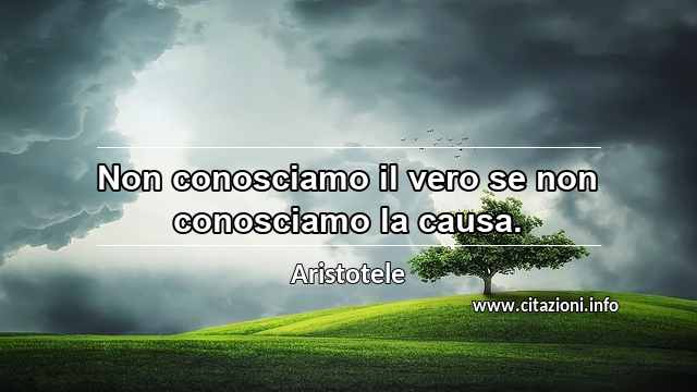 “Non conosciamo il vero se non conosciamo la causa.”