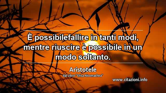 “È possibilefallire in tanti modi, mentre riuscire è possibile in un modo soltanto.”