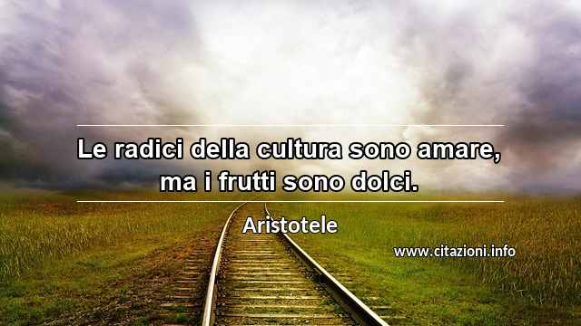 “Le radici della cultura sono amare, ma i frutti sono dolci.”