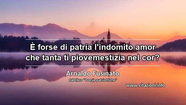 “È forse di patria l'indomito amor che tanta ti piovemestizia nel cor?”