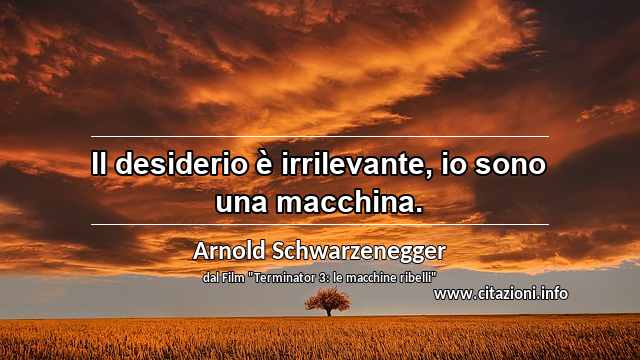 “Il desiderio è irrilevante, io sono una macchina.”