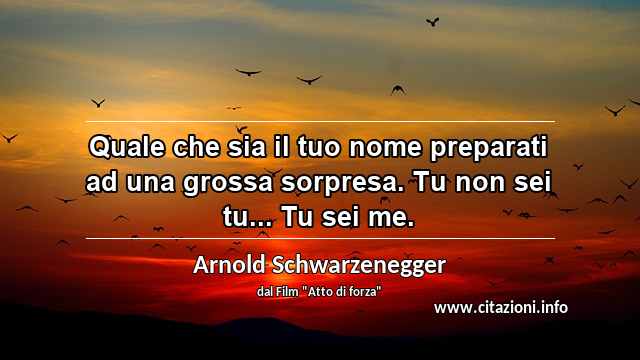 “Quale che sia il tuo nome preparati ad una grossa sorpresa. Tu non sei tu... Tu sei me.”