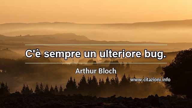 “C'è sempre un ulteriore bug.”