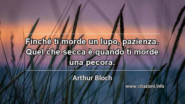 “Finché ti morde un lupo, pazienza. Quel che secca è quando ti morde una pecora.”