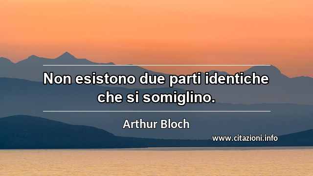 “Non esistono due parti identiche che si somiglino.”