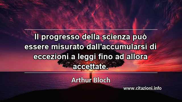 “Il progresso della scienza può essere misurato dall'accumularsi di eccezioni a leggi fino ad allora accettate.”