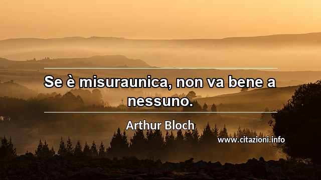 “Se è misuraunica, non va bene a nessuno.”