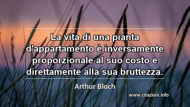 “La vita di una pianta d'appartamento è inversamente proporzionale al suo costo e direttamente alla sua bruttezza.”