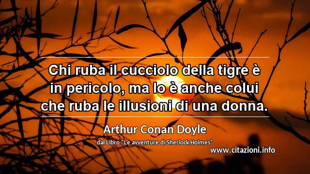 “Chi ruba il cucciolo della tigre è in pericolo, ma lo è anche colui che ruba le illusioni di una donna.”