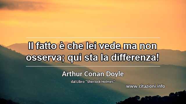 “Il fatto è che lei vede ma non osserva; qui sta la differenza!”