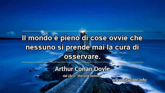 “Il mondo è pieno di cose ovvie che nessuno si prende mai la cura di osservare.”