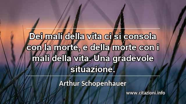 “Dei mali della vita ci si consola con la morte, e della morte con i mali della vita. Una gradevole situazione.”
