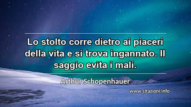 “Lo stolto corre dietro ai piaceri della vita e si trova ingannato. Il saggio evita i mali.”