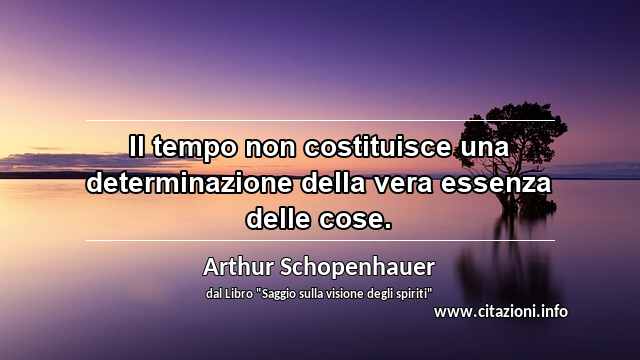 “Il tempo non costituisce una determinazione della vera essenza delle cose.”