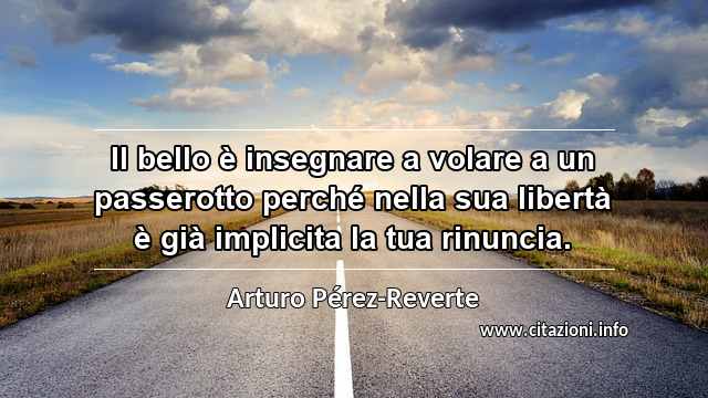 “Il bello è insegnare a volare a un passerotto perché nella sua libertà è già implicita la tua rinuncia.”