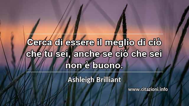 “Cerca di essere il meglio di ciò che tu sei, anche se ciò che sei non è buono.”