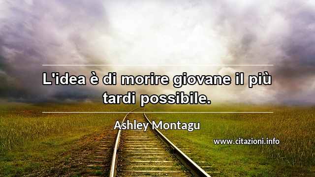 “L'idea è di morire giovane il più tardi possibile.”