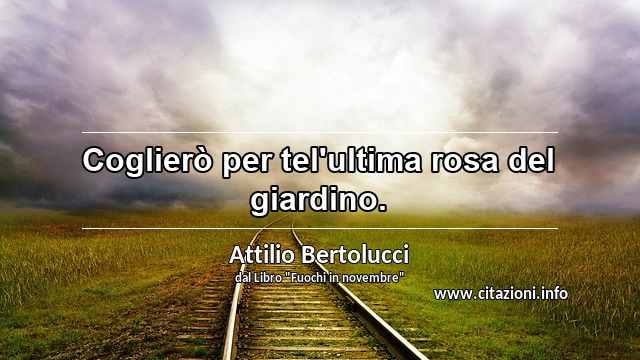 “Coglierò per tel'ultima rosa del giardino.”