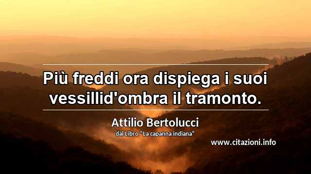 “Più freddi ora dispiega i suoi vessillid'ombra il tramonto.”