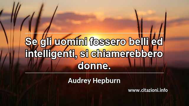 “Se gli uomini fossero belli ed intelligenti, si chiamerebbero donne.”