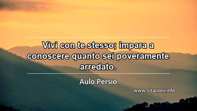 “Vivi con te stesso; impara a conoscere quanto sei poveramente arredato.”