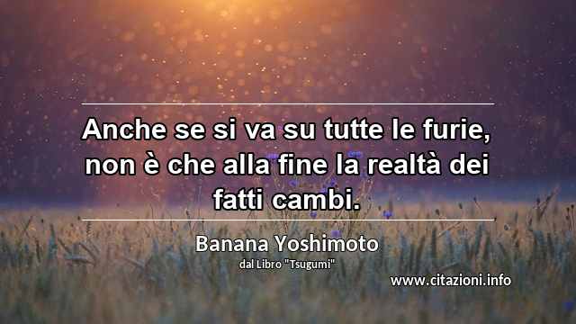 “Anche se si va su tutte le furie, non è che alla fine la realtà dei fatti cambi.”