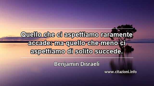 “Quello che ci aspettiamo raramente accade: ma quello che meno ci aspettiamo di solito succede.”
