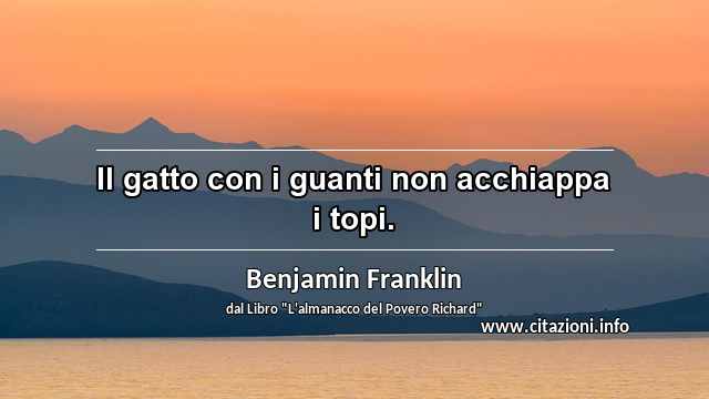 “Il gatto con i guanti non acchiappa i topi.”