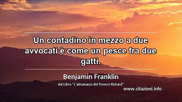 “Un contadino in mezzo a due avvocati è come un pesce fra due gatti.”