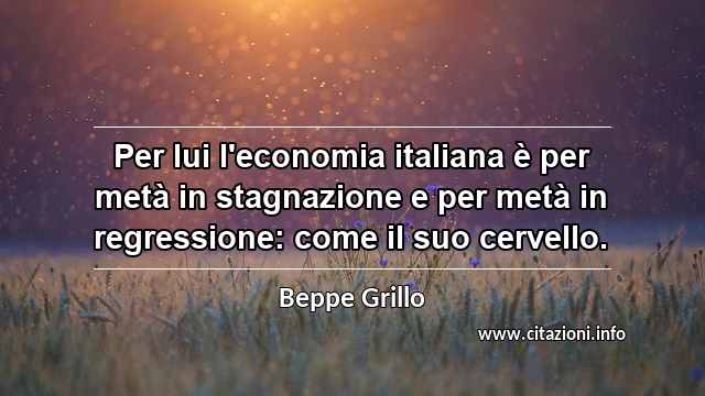 “Per lui l'economia italiana è per metà in stagnazione e per metà in regressione: come il suo cervello.”