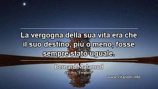 “La vergogna della sua vita era che il suo destino, più o meno, fosse sempre stato uguale.”