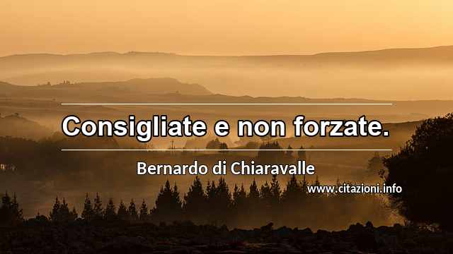 “Consigliate e non forzate.”