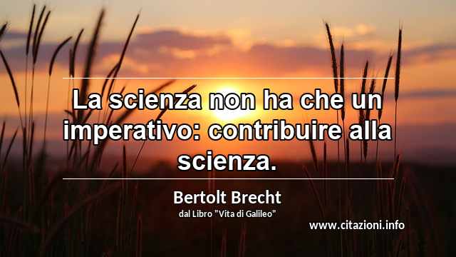 “La scienza non ha che un imperativo: contribuire alla scienza.”