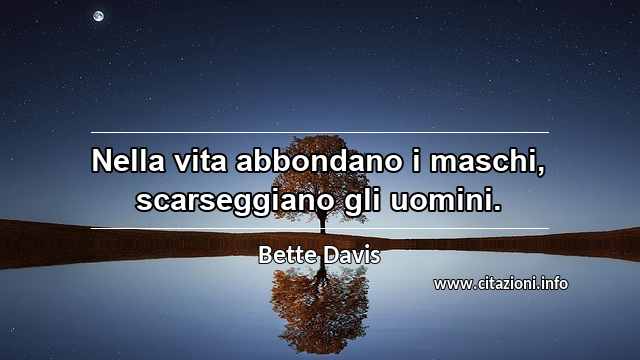 “Nella vita abbondano i maschi, scarseggiano gli uomini.”