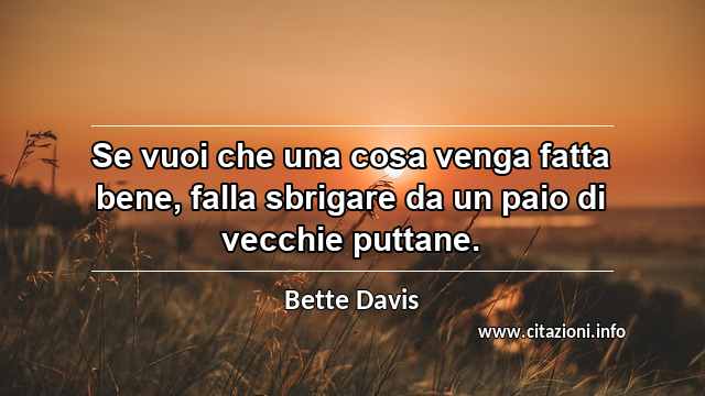 “Se vuoi che una cosa venga fatta bene, falla sbrigare da un paio di vecchie puttane.”