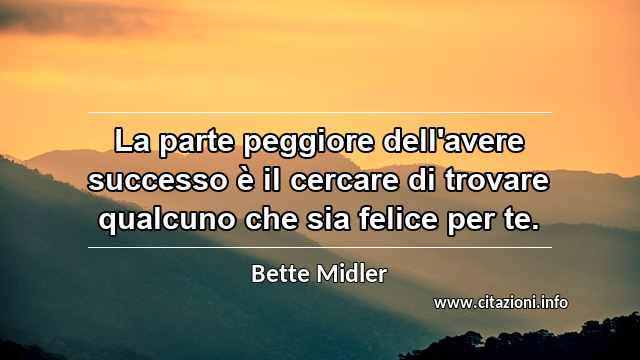“La parte peggiore dell'avere successo è il cercare di trovare qualcuno che sia felice per te.”