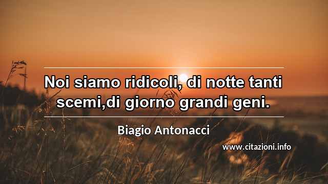 “Noi siamo ridicoli, di notte tanti scemi,di giorno grandi geni.”