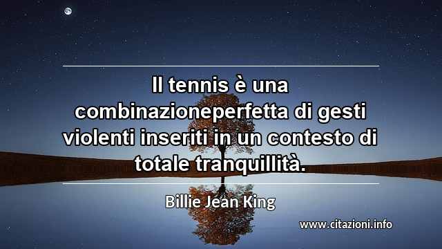 “Il tennis è una combinazioneperfetta di gesti violenti inseriti in un contesto di totale tranquillità.”