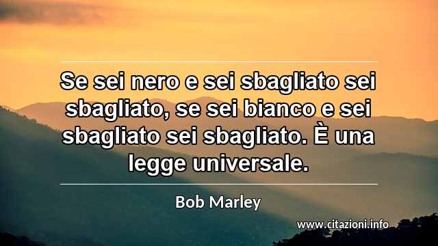 “Se sei nero e sei sbagliato sei sbagliato, se sei bianco e sei sbagliato sei sbagliato. È una legge universale.”