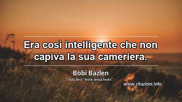 “Era così intelligente che non capiva la sua cameriera.”