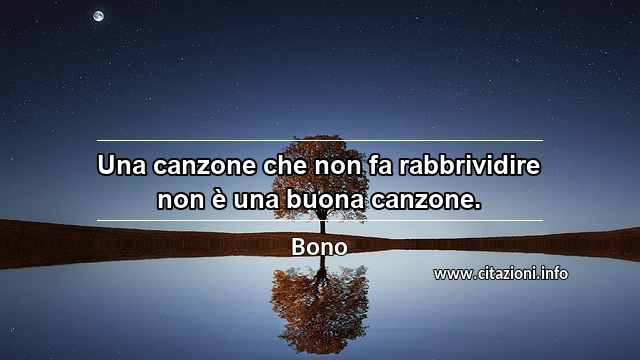“Una canzone che non fa rabbrividire non è una buona canzone.”
